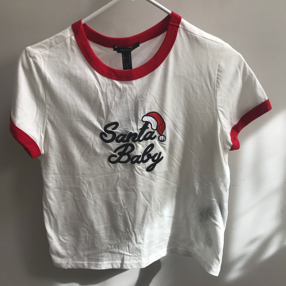 Forever 21 Santa Baby Ringer Tee